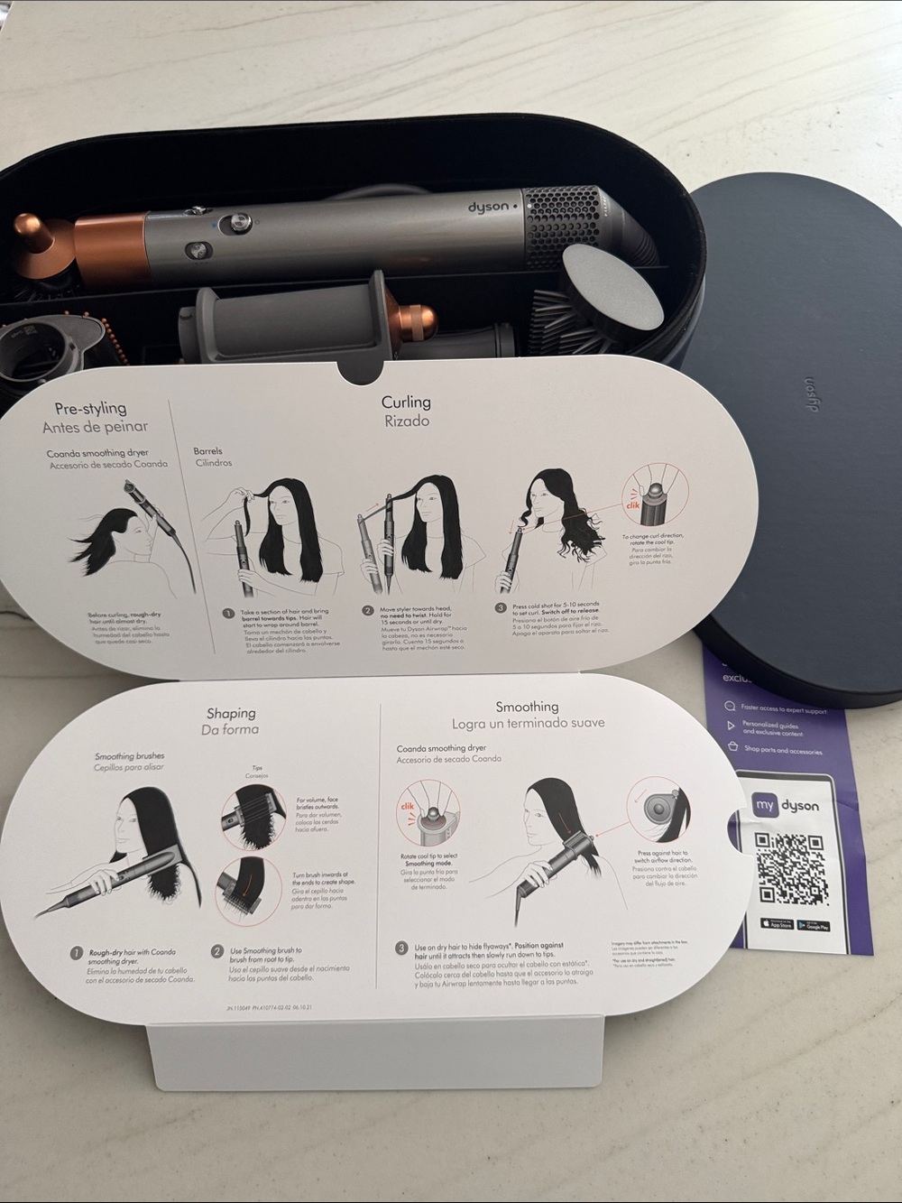 Dyson styling set in silver with copper accents